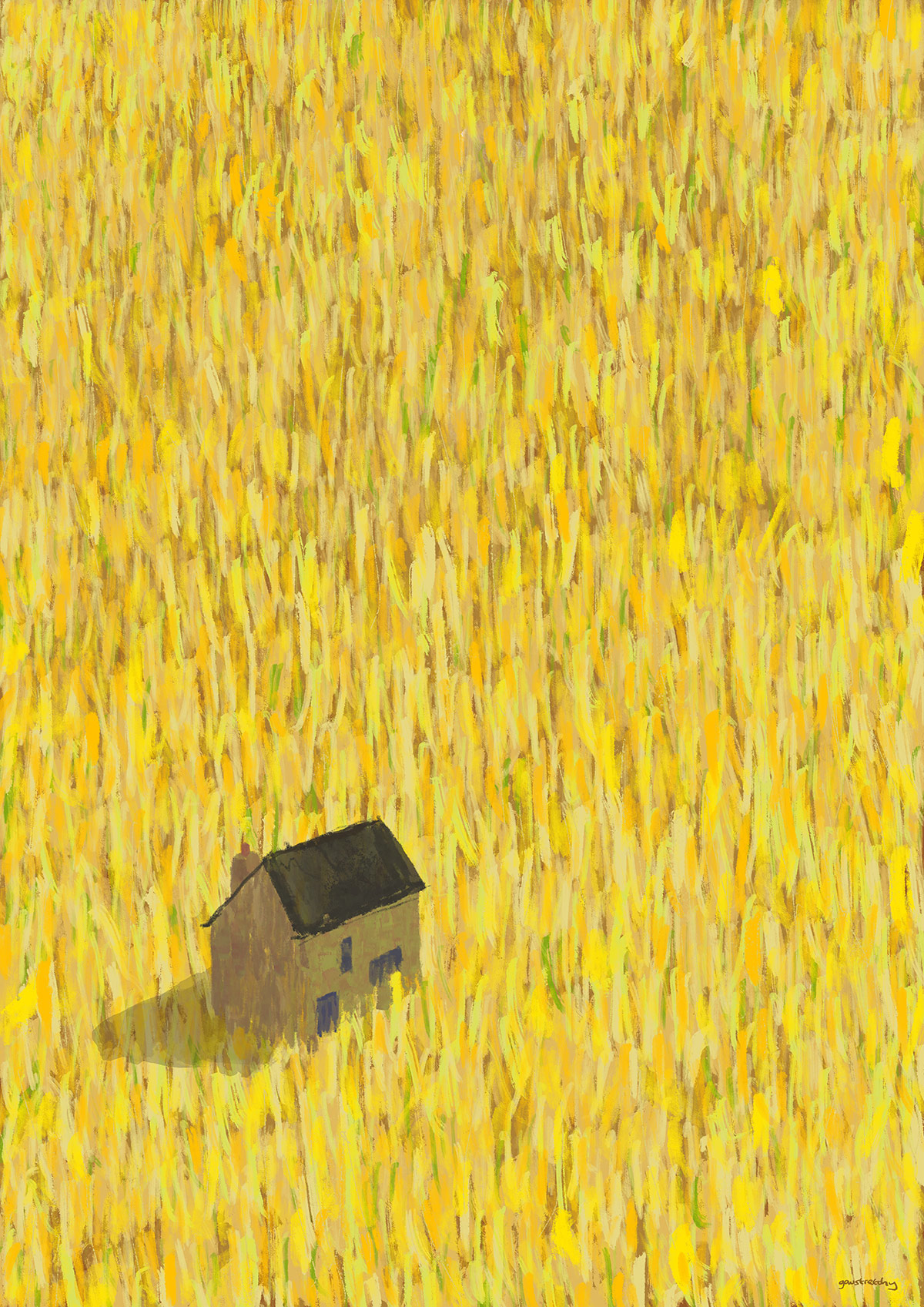 House in field - Artwork by Gavin Stretch aka gavstretchy