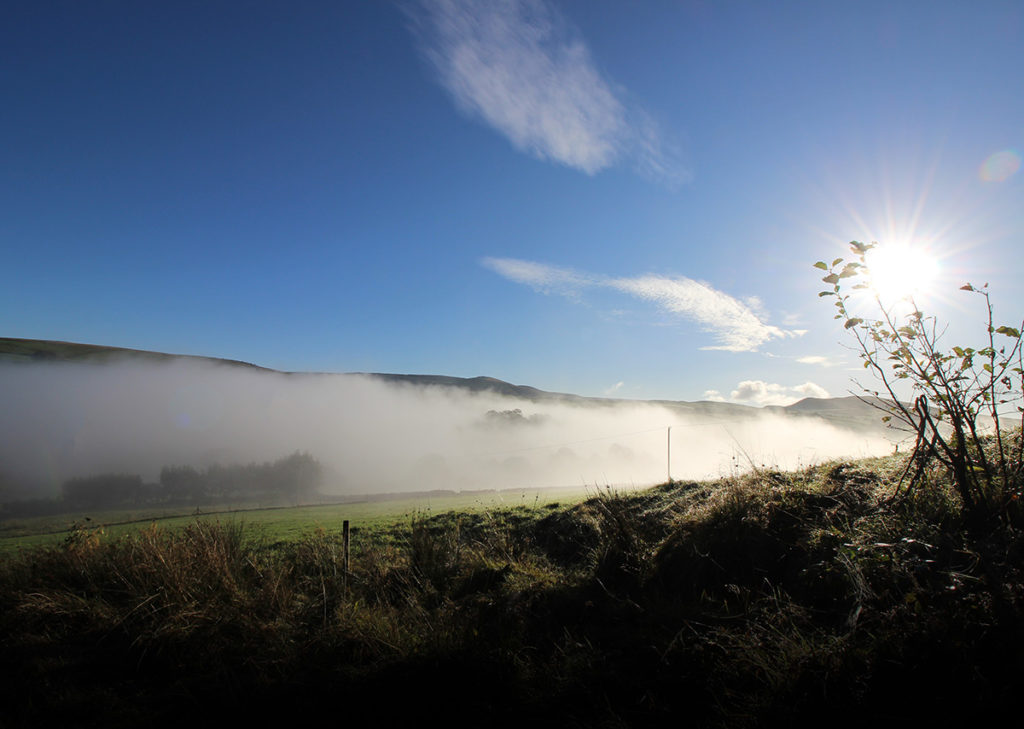 Ridgetop Mist - Photo of mist in the valley of Hayfield in the Peak District